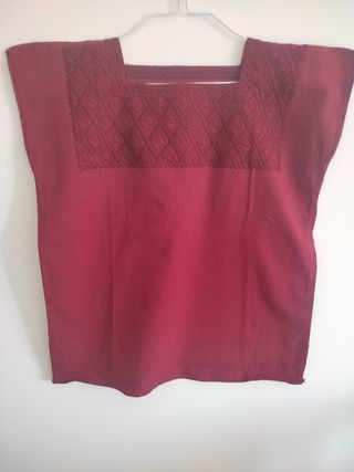 Blusa Huipil Bordado Rojo