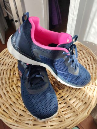 Playeros Skechers Mujer Azul y Rosa