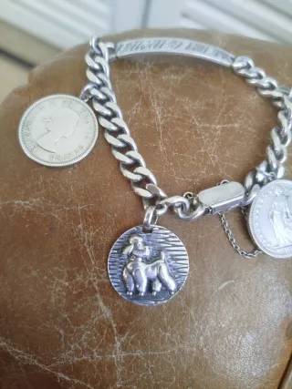 Pulsera esclava plata con monedas