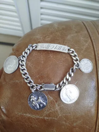 Pulsera esclava plata con monedas
