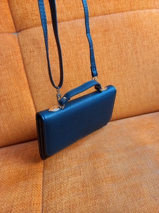 Portafoglio/borsetta ecopelle blu con tracolla