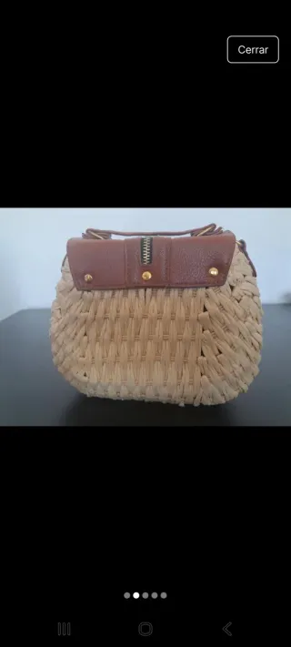 Bolso rafia y piel