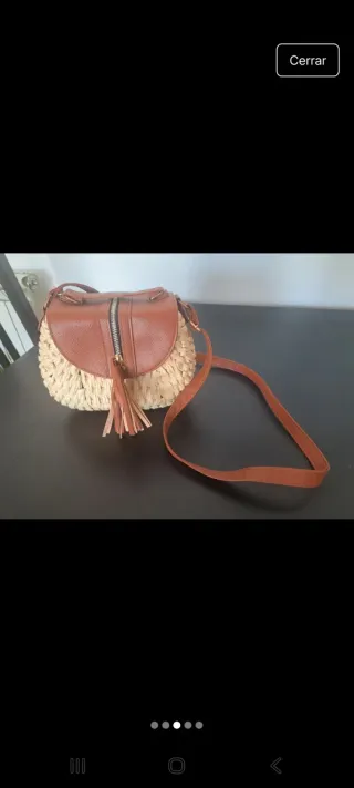 Bolso rafia y piel