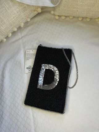 Bolso de hombro negro con lentejuelas D