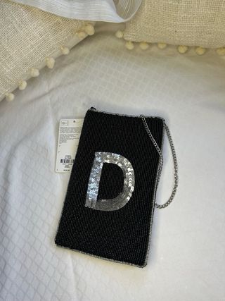 Bolso de hombro negro con lentejuelas D