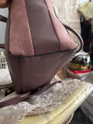 Bolso mano Davota & Lomba marron/rosa francés
