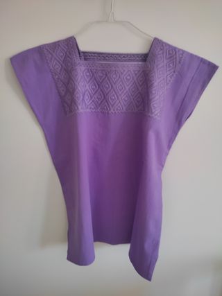 Blusa Huipil Bordado Morado