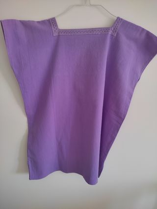Blusa Huipil Bordado Morado