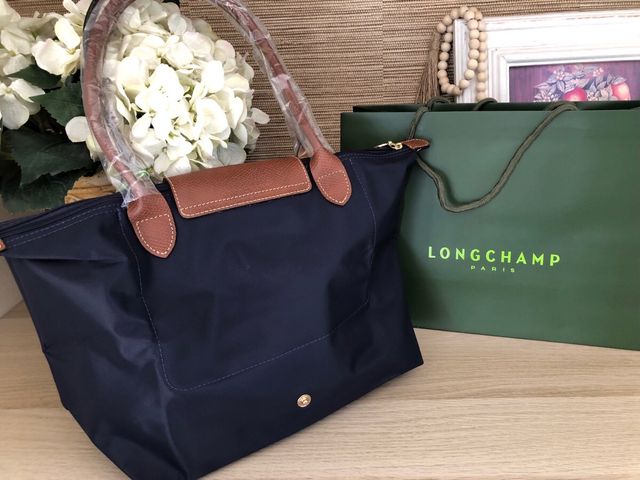 Bolso Longchamp Azul Marino y Marrón