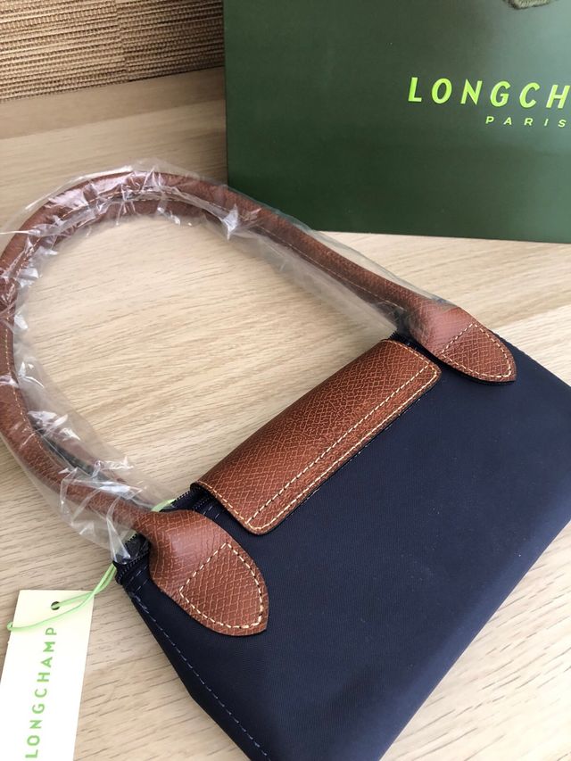 Bolso Longchamp Azul Marino y Marrón