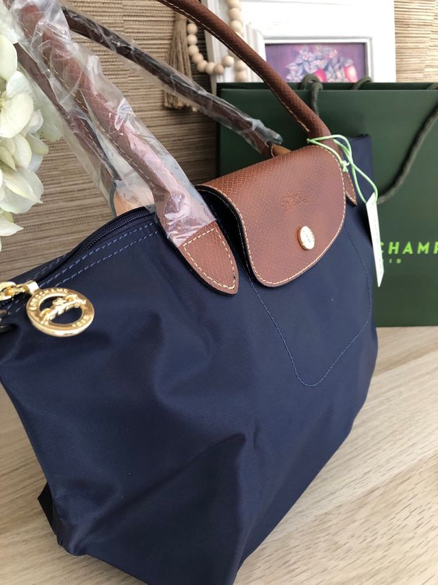 Bolso Longchamp Azul Marino y Marrón
