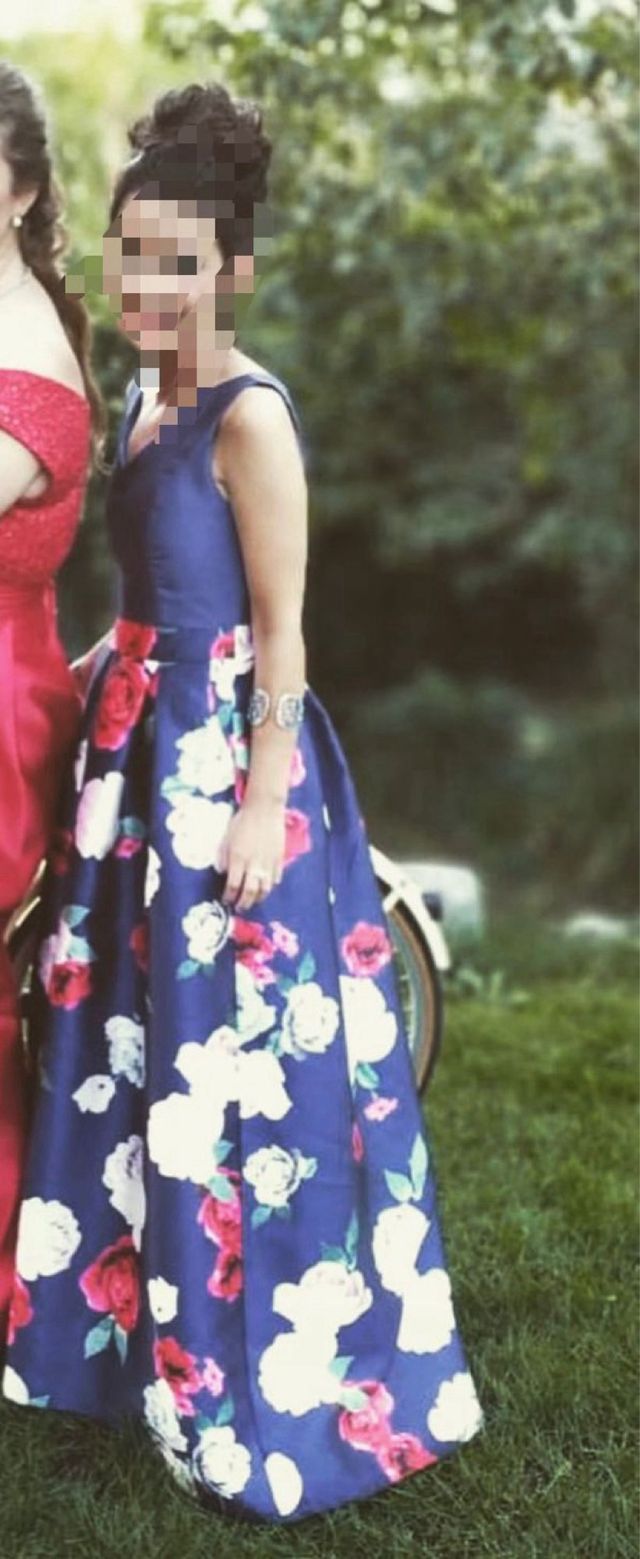 Vestido fiesta floral azul talla XS