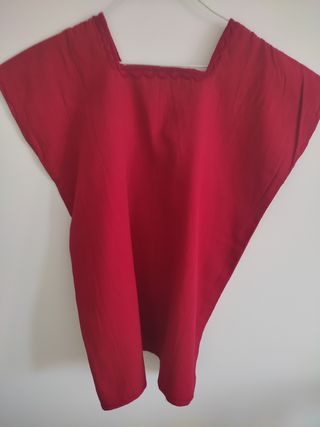 Blusa Huipil Mexicana Bordada Roja