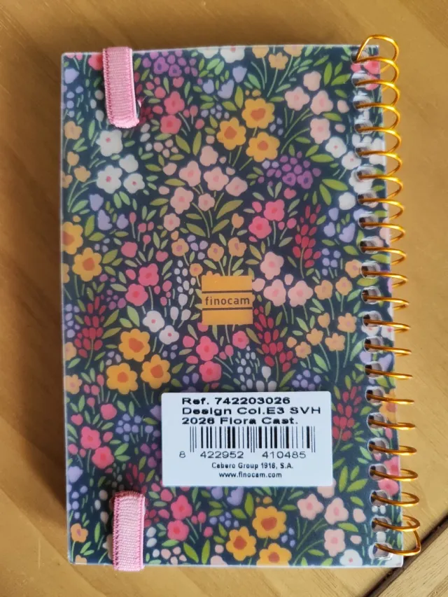 Agenda 2026 floral con goma elástica