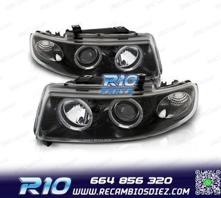 FAROS SEAT LEON TOLEDO 1M OJOS ANGEL 99-05 FONDO NEGRO LED