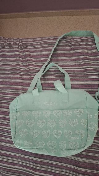 Bolso para carrito bebé verde agua Mustela