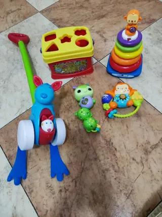Lote Juguetes Bebé: bloques, aros, sonajero animal