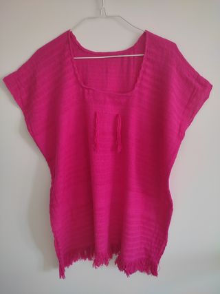 Blusa mexicana hilo rosa talla única