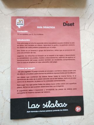 Juego educativo Las sílabas Diset