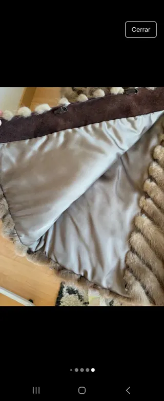 Abrigo piel trenzada tipo vison beige/marrón talla