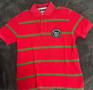 Polo Tommy Hilfiger Rayas Rojo y Verde - Talla L