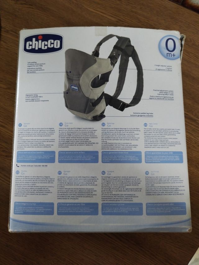 Canguro bebé Chicco azul y gris