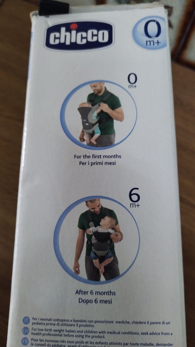 Canguro bebé Chicco azul y gris