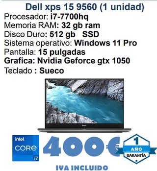 Unità SSD Dell XPS 15 9560 i7-7700HQ da 32 GB RAM