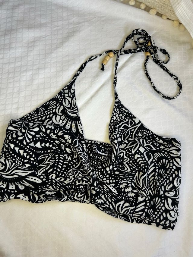 Top Veraniego Estampado Blanco y Negro Talla L