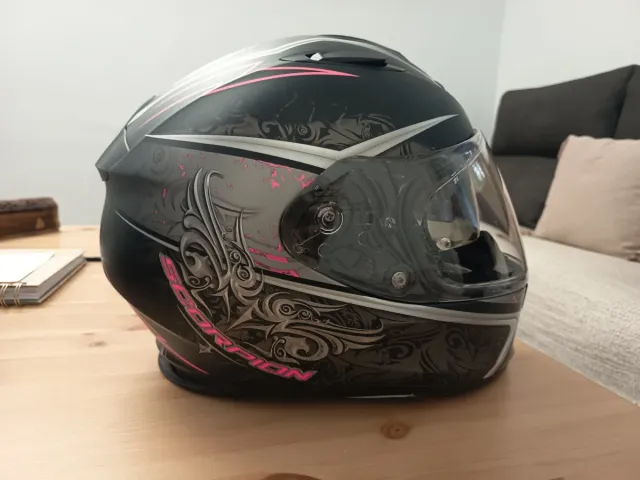 Casco Moto Scorpion Negro y Rosa