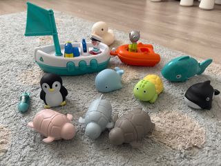 Lote Juguetes Baño Barco Animales Tortugas Pingüin
