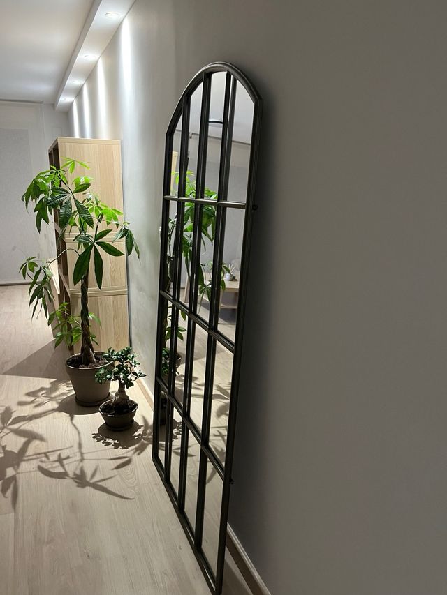 Espejo Ventana Arco Negro Metal