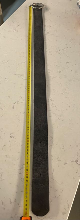 Cintura in cuoio nero antracite con fibbia