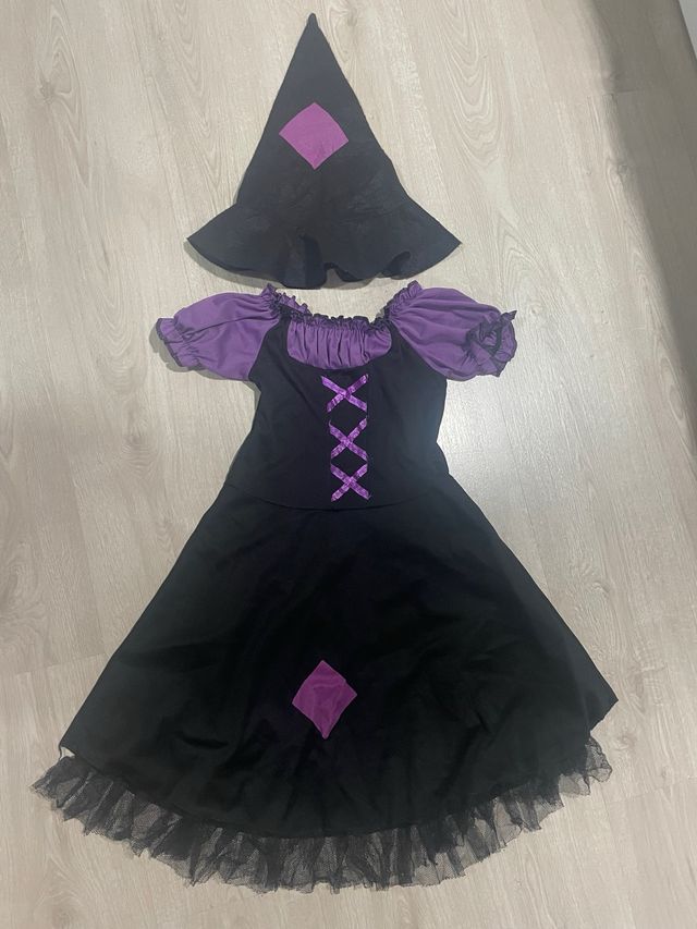 Disfraz Bruja Negra y Morada Talla Infantil de 5/7