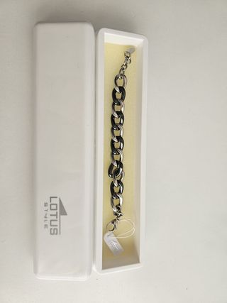 Pulsera Lotus Style Trenzada Negra/Plata