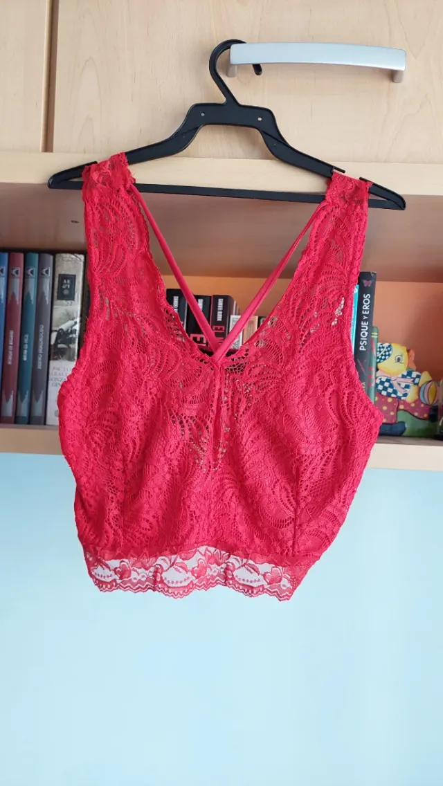 Top lencero encaje rojo Ayanapa talla única