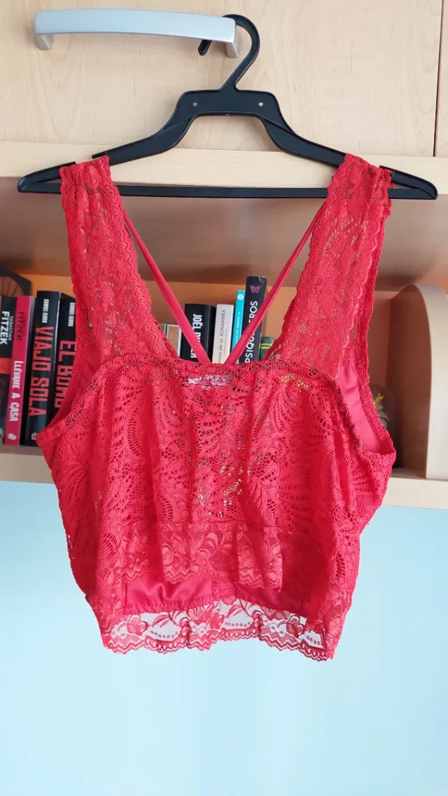 Top lencero encaje rojo Ayanapa talla única