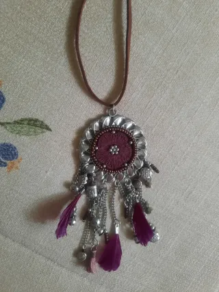 Collar Sfera Plata y Morado