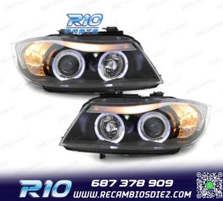 FAROS BMW E90 91 05-08 OJOS ANGEL FONDO NEGRO
