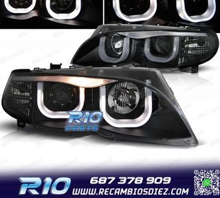 FAROS BMW E46 01-05 OJOS ANGEL TUBE LIGHT LED U FONDO NEGRO