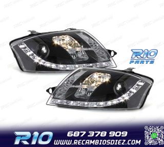 FAROS AUDI TT 98-05 LUZ DIURNA REAL LED FONDO NEGRO
