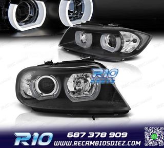 FAROS BMW E90 E91 05-08 OJOS ANGEL 3D FONDO NEGRO