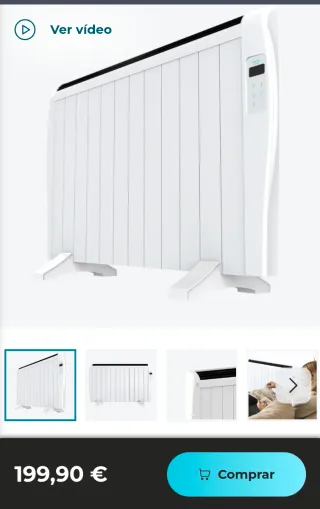 Radiador eléctrico 2500W con mando, 1 año con caja