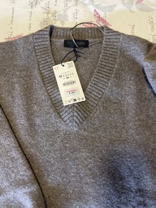 Jersey Zara marrón V-neck Talla S