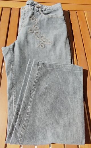 Pantalón tejano gris mujer