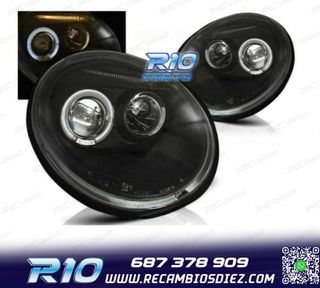 FAROS PARA VOLKSWAGEN VW BEETLE 98-05 OJOS ANGEL FONDO NEGRO