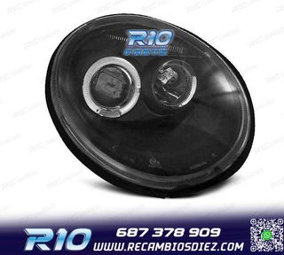 FAROS PARA VOLKSWAGEN VW BEETLE 98-05 OJOS ANGEL FONDO NEGRO