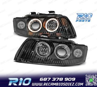 FAROS AUDI A4 B6 00-04 OJOS ANGEL HALOGENOS FONDO NEGRO