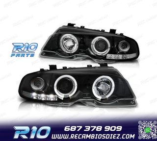 FAROS BMW E46 99-03 OJOS ANGEL LED FONDO NEGRO