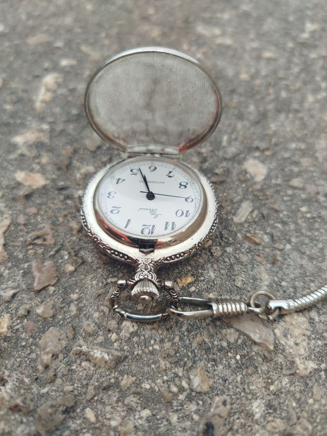 Reloj de bolsillo plata mujer pájaro